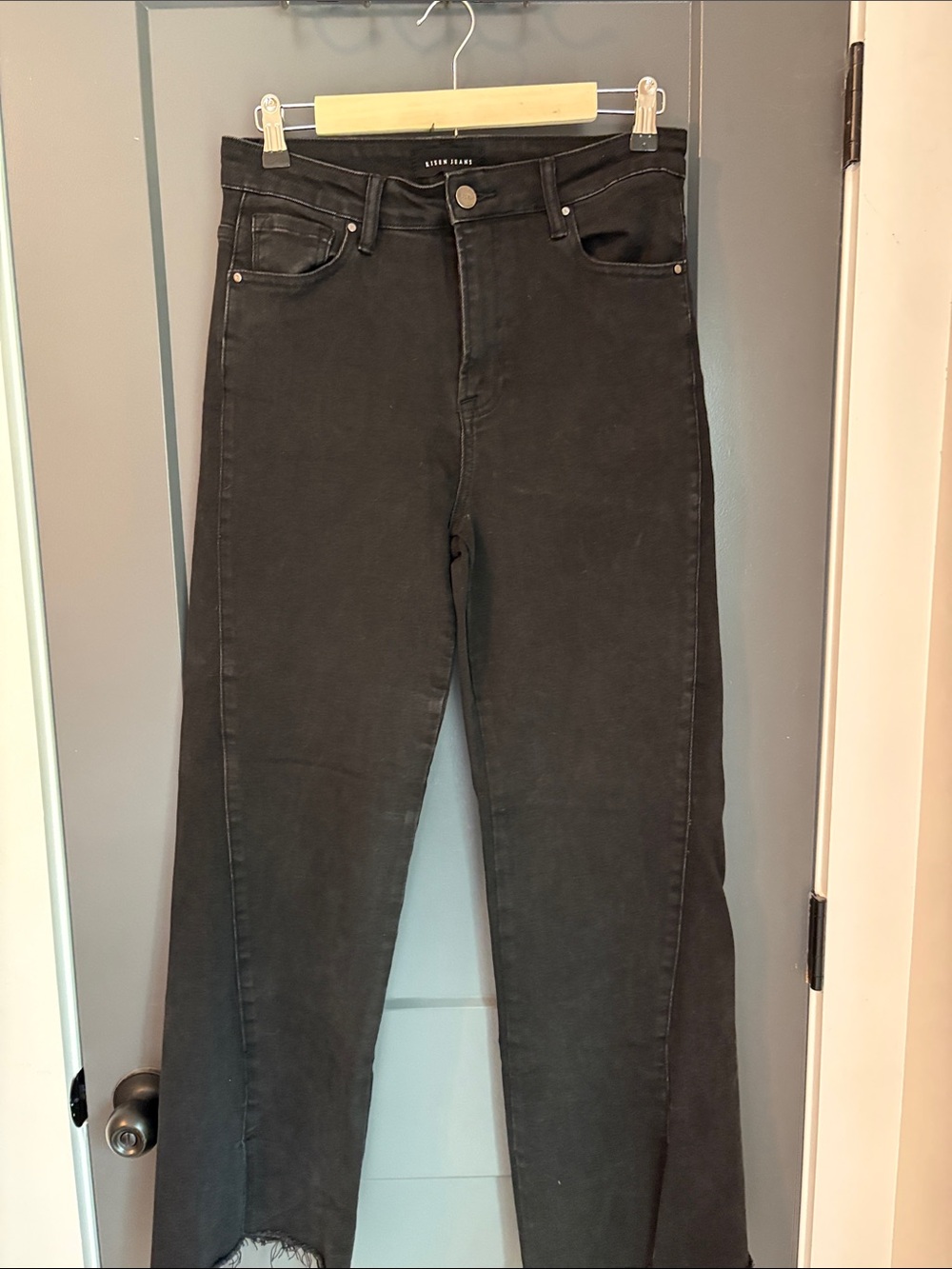 Risen Black High-Rise Wide-Leg Jeans